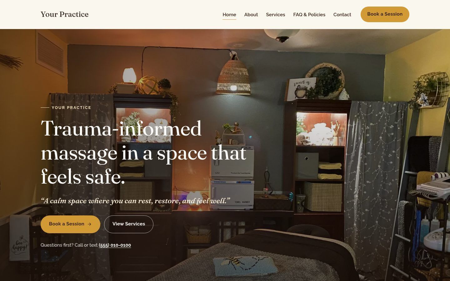 A massage practice website we built